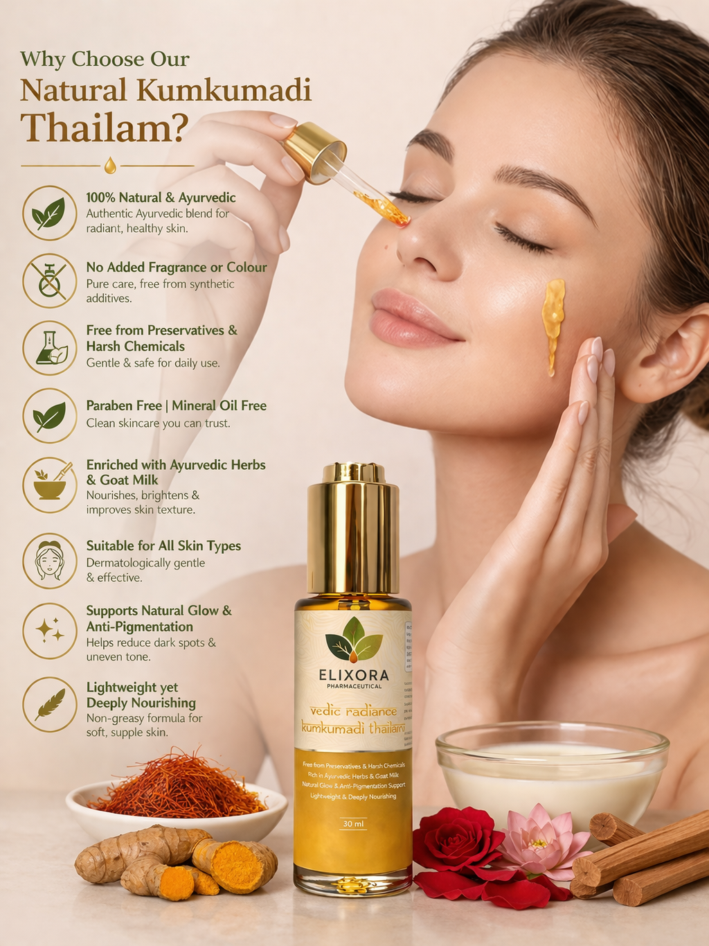 Elixora ™ KUMKUMADI FACE SERUM